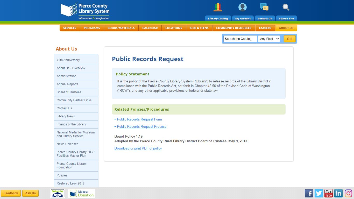 Pierce County Library > Public Records Request